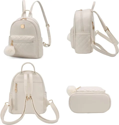 Vista 32 de Mini mochila de moda para niñas, bolso pequeño lindo de cuero a cuadros para mujer, mochilas pequeñas, Negro -, Mini mochila de moda para niñas