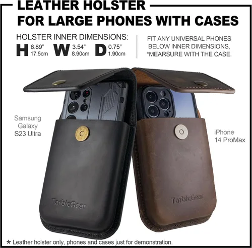 Vista 2 de Funda de cuero para teléfono celular para hombre, funda universal de cuero para teléfono, soporte para cinturón para iPhone 16 Pro Max, bolsa