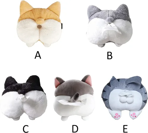 Vista 7 de FQQWEE Soporte de pañuelos de felpa suave, organizador de automóvil colgante, estuche portátil de servilletas de animales de dibujos animados
