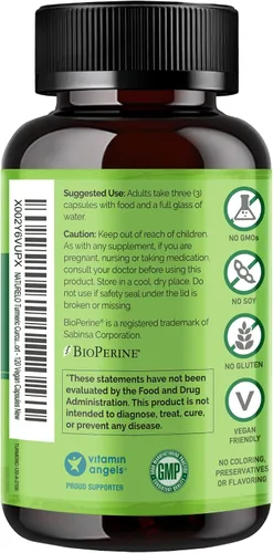 Vista 2 de NATURELO Curcumina tumérica, soporte articular a base de plantas, glicinato de magnesio, 200 mg de magnesio, sin gluten, sin OMG, 120 cápsulas