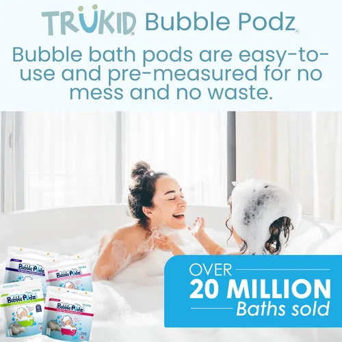 Vista 7 de TruKid Bubble Podz - Baño de burbujas para niños, niños pequeños y bebés, bomba de baño suave y refrescante sin lágrimas para piel sensible