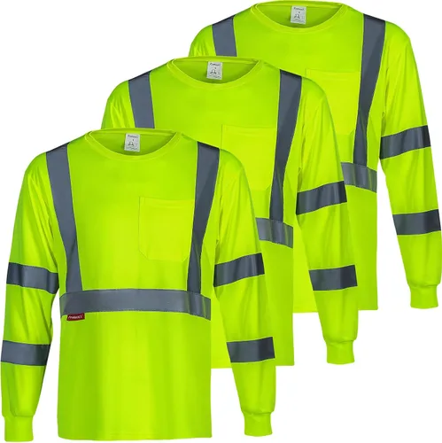 Vista 23 de ProtectX Camisas de manga larga de alta visibilidad, camiseta de seguridad reflectante de alta visibilidad para hombres y mujeres, camisa