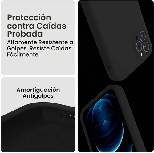Vista 4 de FireNova Funda diseñada para iPhone 12 Pro, funda de silicona [protección de cámara] con forro de microfibra suave antiarañazos, 6.1 pulgadas