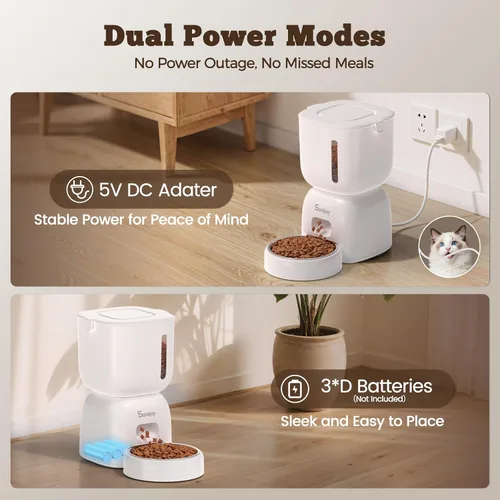 Vista 9 de Sandpoy Alimentador automático para gatos y dispensador de agua FW1, dispensador de comida para gatos de 3 litros con tapa de bloqueo, juego dos