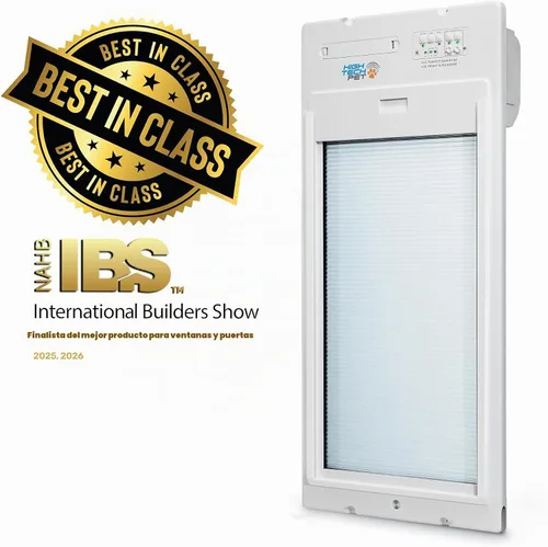 Vista 2 de Puerta enrollable automática Power Pet de la marca High Tech Pet - Panel motorizado enrollable para mascotas, control manual y de aplicación WiFi