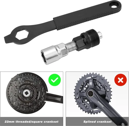 Vista 4 de Oumers Juego de herramientas extractoras de manivela de bicicleta, extractor de manivela para bicicleta, removedor de soporte inferior de bicicleta