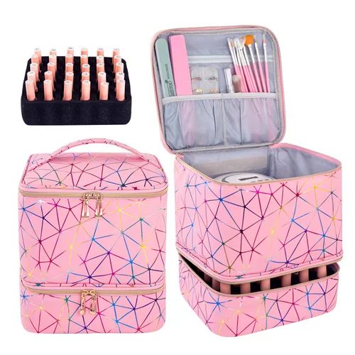 Vista 10 de Bolsa Organizadora de Esmalte de Uñas con Capacidad para 30 Botellas y Lámpara de Uñas, Organizadores de Almacenamiento de Esmalte de Uñas en Gel