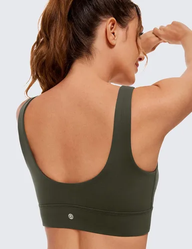 Vista 4 de CRZ YOGA Butterluxe - Brasier deportivo con espalda en U para mujer, cuello redondo, acolchado, de bajo impacto, para yoga, entrenamiento