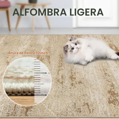 Vista 6 de Area Rugs - Alfombra para sala de estar, 4 x 6, lavable, moderna, abstracta, suave, neutra, antideslizante, grande para interiores, resistente a