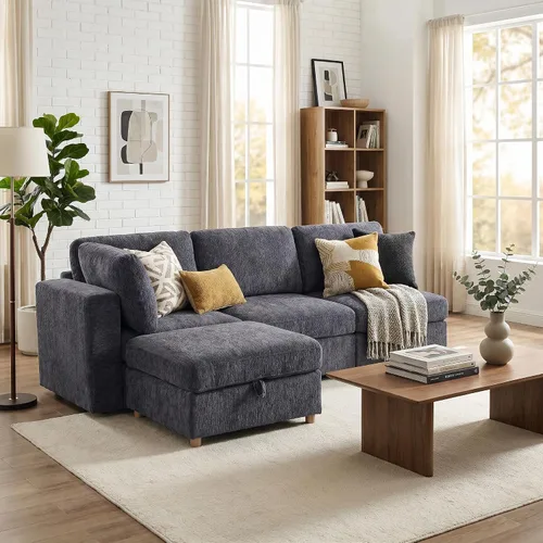 Vista 11 de ERYE Sofá modular de 68 pulgadas con asiento profundo, sofá modular de almacenamiento con respaldo y reposabrazos de combinación gratuita, sofá
