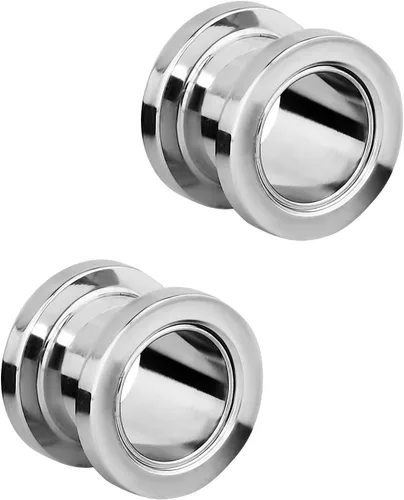 Vista 8 de Aretes expansores de oreja a rosca, de acero inoxidable, de 0.04" a 0.63", se venden por par.