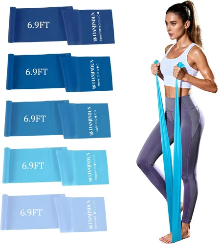 Vista 11 de 5-Piece Resistance Bands Set, 5.9 ft, Latex-Free for Exercise and Therapy Elastic Bands for Stretching, Physical Therapy, Yoga, Pilates and Home