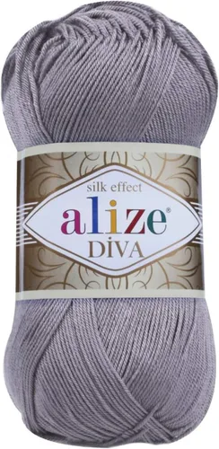 Vista 39 de Alize Diva Silk Effect 100% hilo acrílico de microfibra, 1 madejas de bola de 3.53 oz 383yds color (1 - crema)