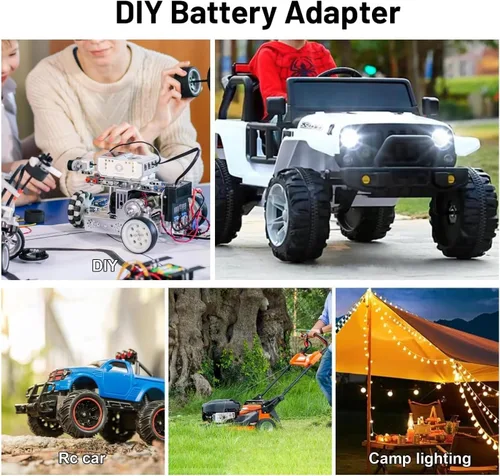 Vista 7 de Kzreect Paquete de 2 adaptadores para ruedas eléctricas compatibles con batería Dewalt 20V, kit convertidor con portafusibles, interruptor