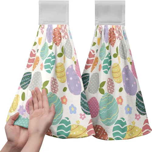 Vista 37 de Honey Bee - Juego de 2 toallas colgantes de cocina de verano con lunares y lazo para colgar, toallas de cocina de granja amarillas, suaves