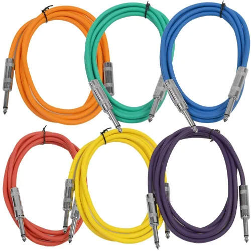 Vista 11 de Seismic Audio Cables de guitarra para altavoces, cables de guitarra TS de ¼ pulgadas, 3 pies, multicolor, paquete de 6 Color múltiple