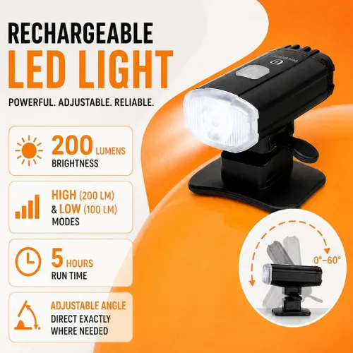 Vista 4 de Accesorio de luz recargable para casco de soldadura, luz LED para casco duro, linterna frontal con soporte para casco de bombero, capucha