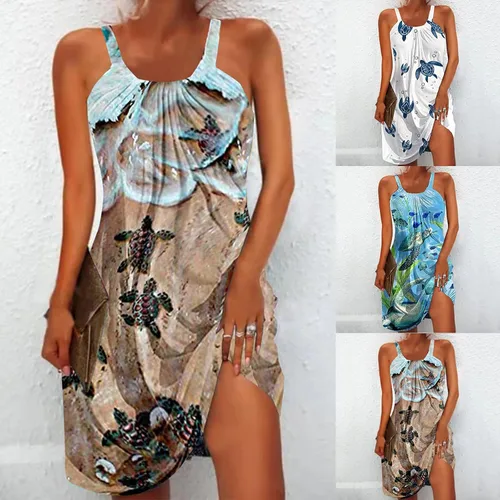 Vista 5 de Oiumov Vestidos de verano para mujer diseño patriótico con bandera americana lindo vestido sin mangas casual bohemio sin mangas