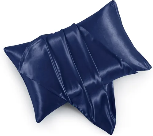 Vista 10 de Fundas de almohada de satén con cremallera (20 x 26), juego de 2 fundas de almohada de tamaño estándar, funda de almohada de seda negra para cabello