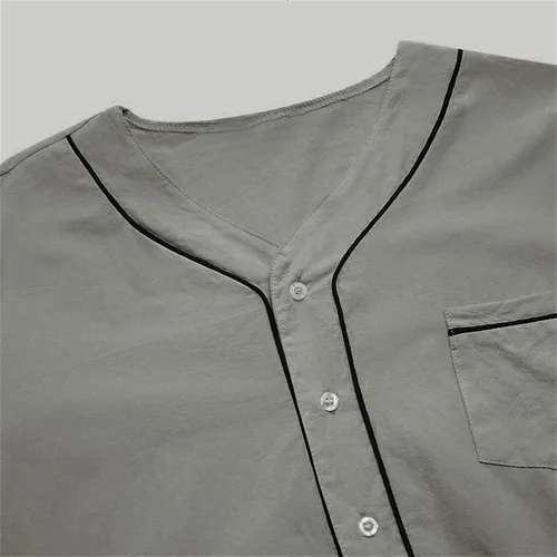 Vista 5 de Camisón de algodón para hombre, cuello en V, manga larga, con botones, camisón de verano, de longitud media, Henley, ropa de dormir