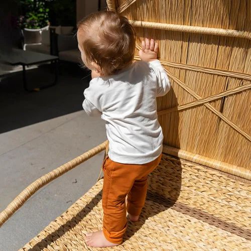 Vista 4 de wdehow Conjunto de 2 piezas para bebé niño pequeño, sudadera con estampado de letras + pantalones con cordón para otoño e invierno