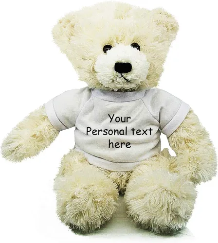 Vista 16 de Plushland Oso de peluche Brandon crema de 12 pulgadas, regalo personalizado para el día de la madre, San Valentín, graduación, cumpleaños