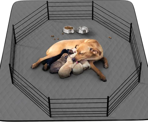 Vista 4 de Almohadilla lavable para orina de perro, 34 x 52 pulgadas para corral, jaula, orinal, suelo, cama, sofá y baúl, almohadillas reutilizables