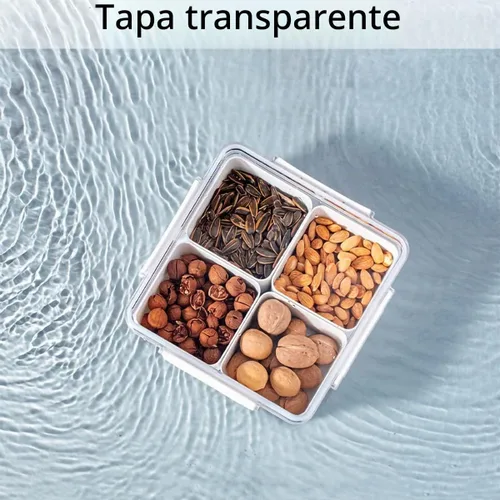 Vista 5 de Paquete de 3 Cajas Snackle Divididas Bandeja para Servir Verduras con Tapa Conservador de Ensaladas con 4 Cajas Removibles Contenedores