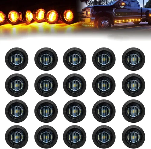 Vista 7 de FXC Luces LED de señalización de 3/4" redondas, indicadores de advertencia, luces laterales, frontales y traseras, luces de giro, cola y marcha