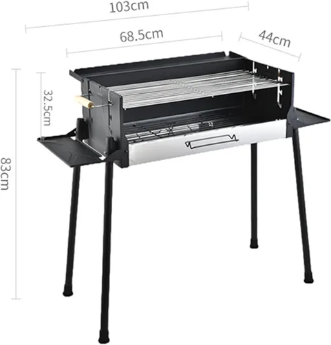 Vista 7 de Worparsen Parrilla plegable de carbón para barbacoa, parrilla de barbacoa de acero inoxidable, temperatura ajustable de 3 engranajes, resistente al