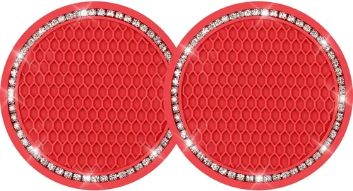 Vista 10 de yousheng 2 posavasos brillantes para automóvil, inserto universal para vehículo, inserto de silicona antideslizante de diamantes de imitación