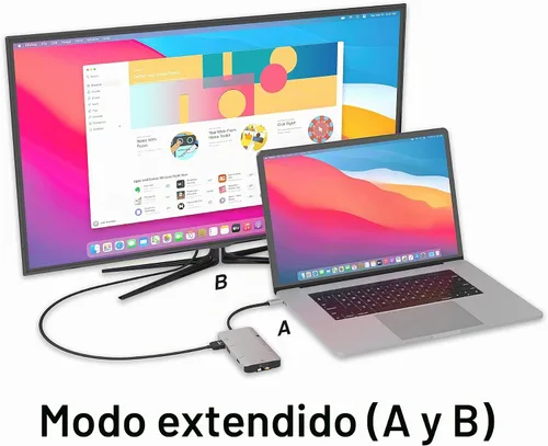 Vista 4 de Estación de acoplamiento USB C Hub 8 en 1 con HDMI 4K, 1 Gbit Ethernet, 3 puertos USB A 3.0, 1 USB-C PD/Data, SD/Micro SD para trabajo y viajes