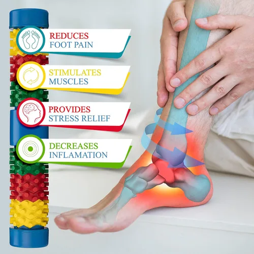 Vista 2 de Masajeador de rodillos para pies, fascitis plantar, neuropatía, dolor y circulación, alivio del dolor de espolón en el talón, reflexología de pies