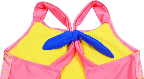Vista 4 de Traje de baño de una pieza para niñas con UPF 50+ con lazo cruzado y espalda cruzada para niñas