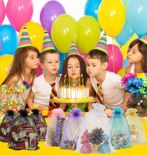 Vista 7 de Jexila 120 bolsas de organza transparente de 5 x 7 pulgadas, bolsas de regalo con cordón de malla pequeñas para joyas, bodas, fiestas, baby shower