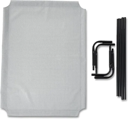 Vista 6 de Amazon Basics Cama elevada transpirable y refrescante para perros con marco de metal para perros grandes, 51 x 31 x 8 pulgadas, color gris