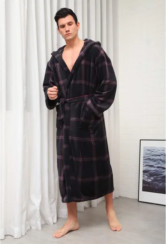 Vista 6 de KEMUSI Bata de baño de longitud completa suave con capucha para hombre, cómodo camisón cálido de longitud completa