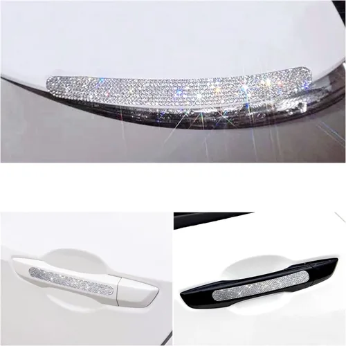 Vista 7 de CB - Calcomanías brillantes de diamantes de imitación para automóvil, decoración de lujo, universal para manija de puerta, espejo retrovisor