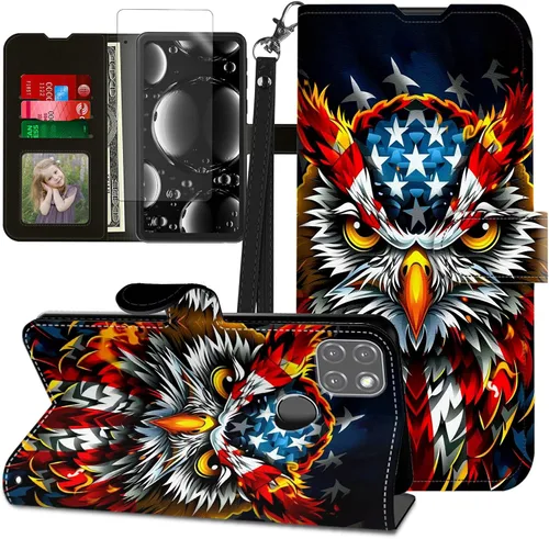 Vista 182 de Funda para Motorola Edge 2022 con protector de pantalla, soporte y tarjetero y correa para la muñeca, funda magnética para Moto Edge 2022 5G UW Lobo