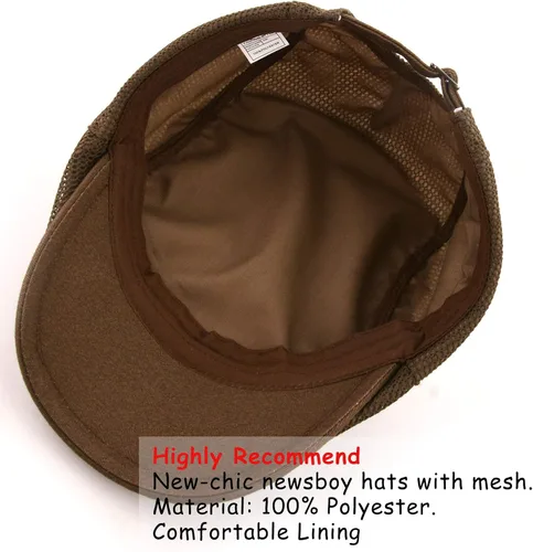 Vista 6 de M MOACC Boina para hombre, malla transpirable, de verano, gorra de boina plana ajustable