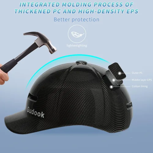Vista 4 de Casco de Bicicleta para Adultos - Cascos de Bicicleta para Hombres y Mujeres - con Luces Traseras LED - Casco Ajustable Estilo Gorra de Béisbol