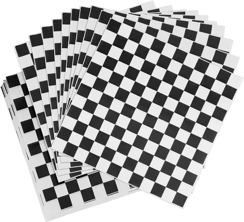 Vista 10 de Papel encerado seco a cuadros negros y blancos, 7 x 7 pulgadas, 100