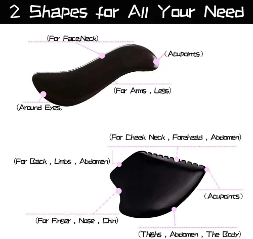 Vista 2 de Herramienta de masaje facial corporal Gua Sha grande con 2 piedras calientes para masaje, masajeador de tejido cicatricial Bian, herramientas