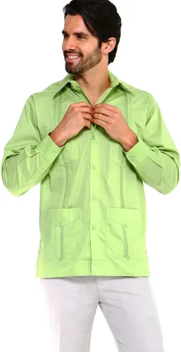 Vista 4 de Camisa Guayabera clásica de mezcla de polialgodón de manga larga