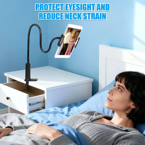 Vista 5 de Soporte para tableta de cuello de cisne para cama, abrazadera de soporte flexible de brazo largo ajustable para soporte de teléfono de escritorio