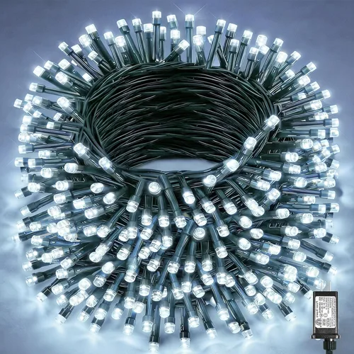 Vista 36 de Tira de luces LED de Navidad de 40 pies para exteriores, luces rojas y blancas de Navidad impermeables, 8 modos y temporizador, luces de árbol