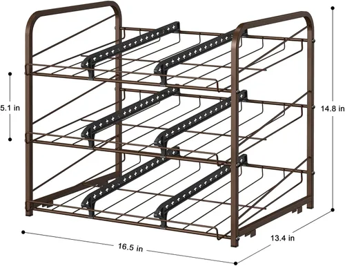 Vista 7 de Shinoske Organizador de latas para despensa, paquete de 2, organizador de latas apilable de 3 niveles, estante de latas 2 en 1, soporte dispensador