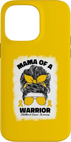 Vista 21 de Mama of A Warrior Messy Bun Mom Childhood Cancer Awareness Case for iPhone 17