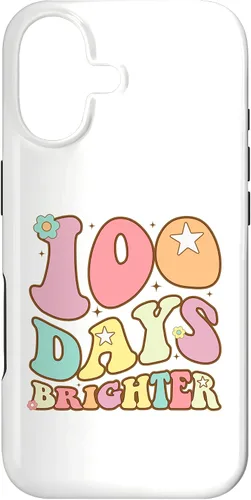 Vista 32 de 100 Days Brighter Happy 100th Day of School Groovy Kids Girl Case for iPhone XR