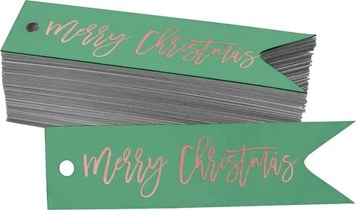 Vista 57 de Etiquetas colgantes con texto en inglés «Merry Christmas» para botellas de papel de aluminio, paquete de 50 unidades Aqua Blue